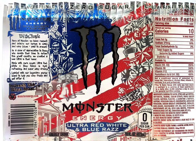 MONSTER — ULTRA RED WHITE & BLUE RAZZ